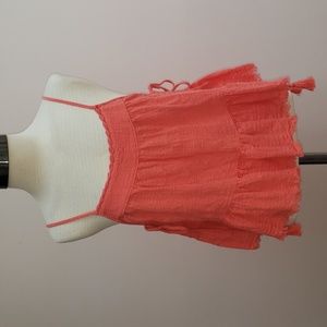 Aerie Peachy Pink Boho Raw Hem Cotton Tank Top, Size Medium
